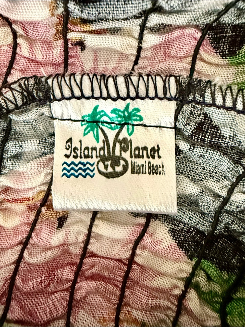 Island Planet Tropical Pineapple Floral Wide Leg Crop Beach Resort Pants OneSize - Picture 7 of 8